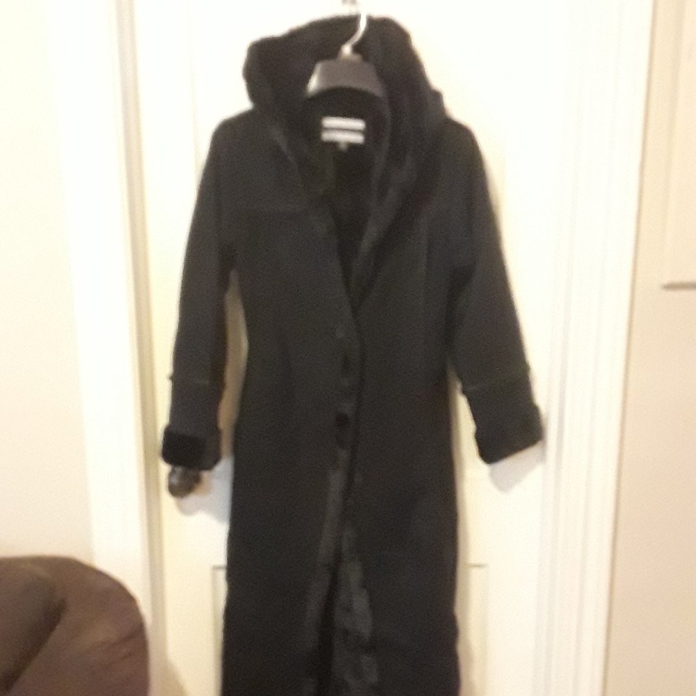 Big Chill Fur and Suede Long Black Coat Sz M